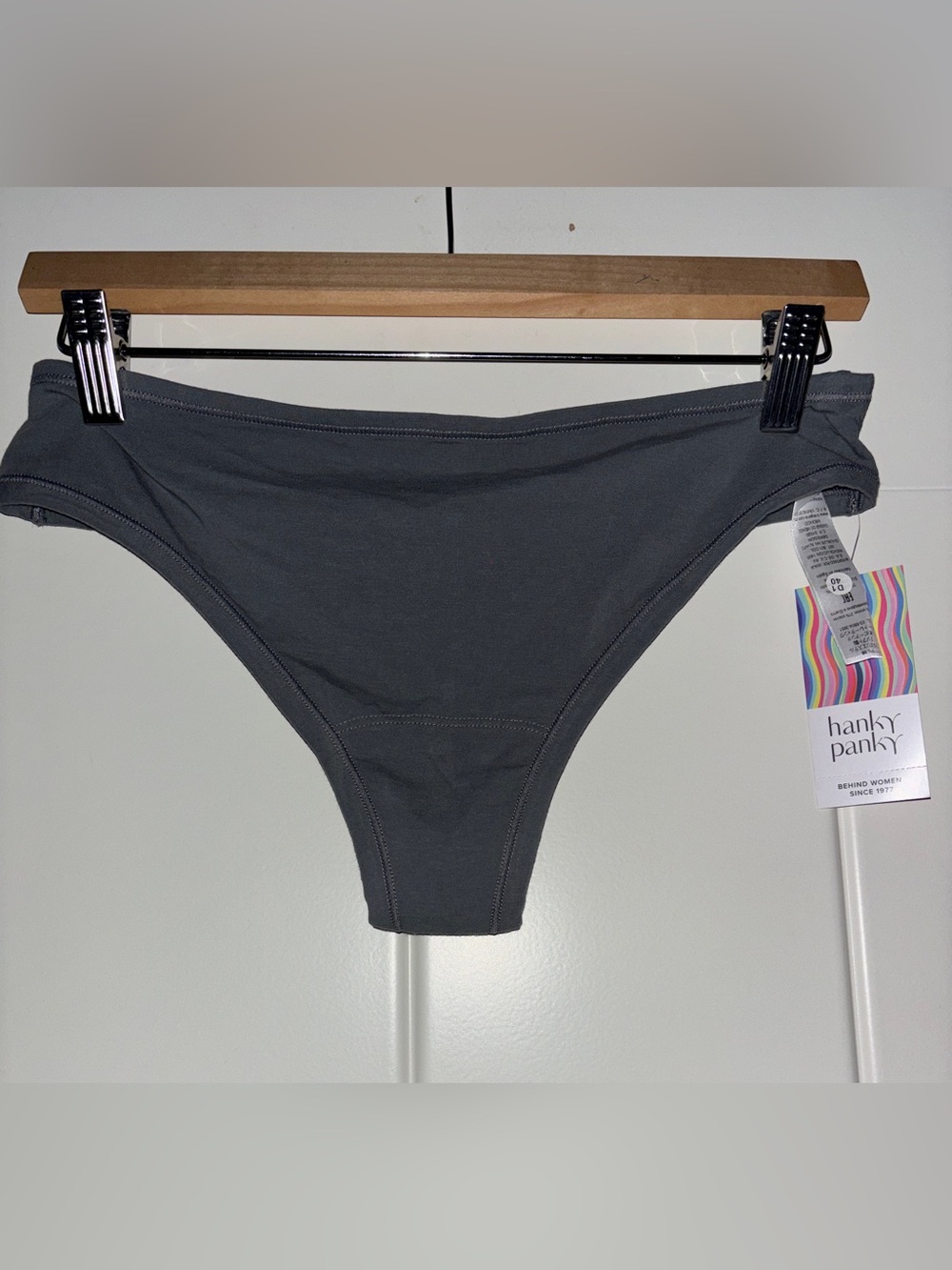 Hanky Panky Paystretch Natural Rise Gray Cheeky Thong Panty Women XL-XXL NEW